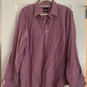 Hugo Boss Slim Fit Dress Shirt. Purple and White